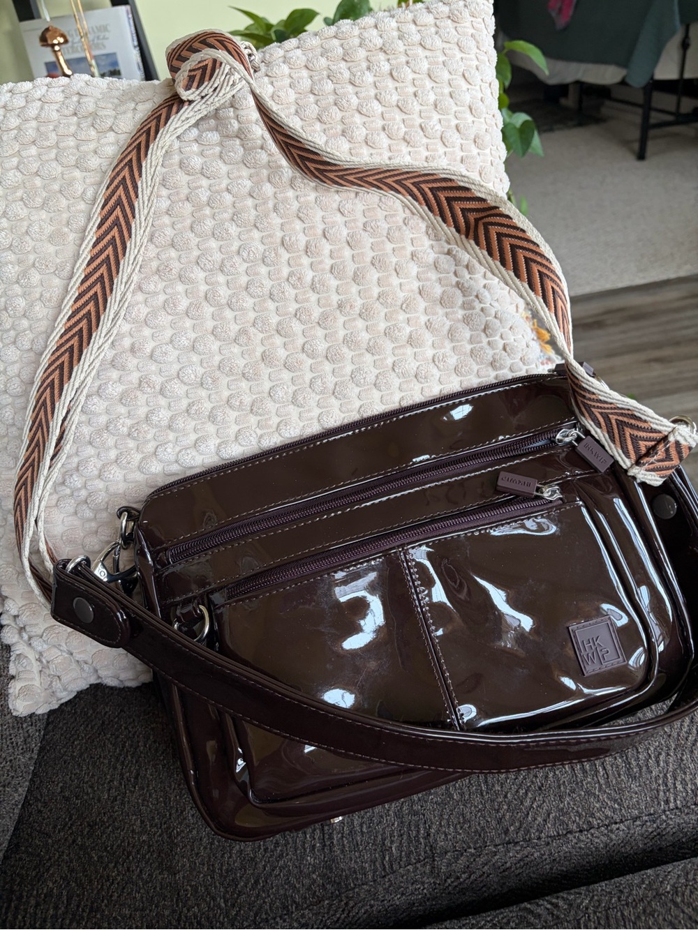 IHKWIP Patent Leather Crossbody Bag in Dark Brown - Picture 6 of 7